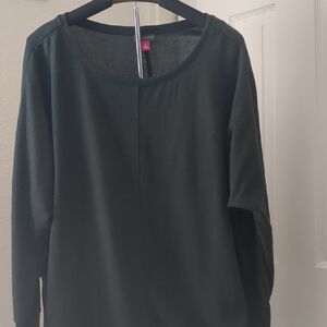Vince Camuto 1X Dark Green  Long Sleeve Knit Top Scoop Neck Plus